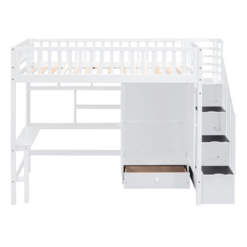 Twin Size Loft Bed with Shelf, Drawers, Desk and Wardrobe - ModernLuxe, 5 of 13