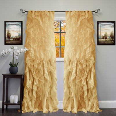Chic Sheer Voile Vertical Ruffled Tier Window Single Panel Curtain by Sweet Home Collection®