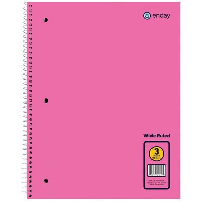 Enday 3-Subject Spiral Notebook Wide Ruled - 120 Sheets