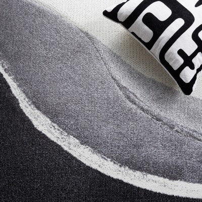 Grey and Ivory Mid-Century Modern Abstract Area Rug