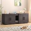 Modern Cat Litter Box Enclosure Furniture, 55" Double Compartment Cat House for 2 Cats, Hidden Litter Box Cabinet with Removable Lid & Cut-Out Door - 3 of 4