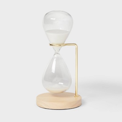 Decorative Hourglass with Rubber Wood Stand Natural Wood - Threshold&#8482;