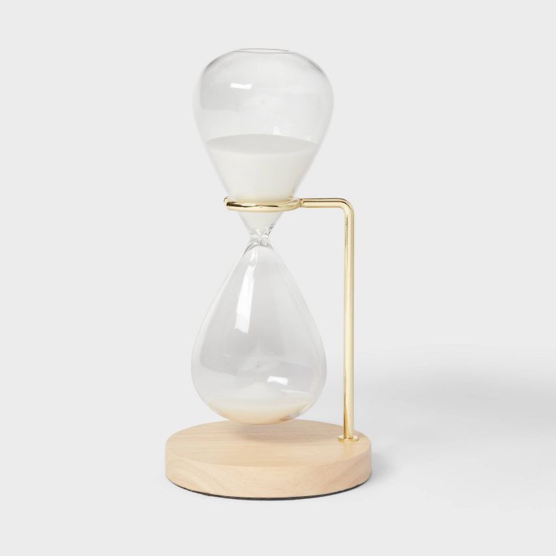 Decorative Hourglass with Rubber Wood Stand Natural Wood - Threshold&#8482;, 1 of 5