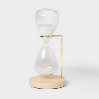 Decorative Hourglass with Rubber Wood Stand Natural Wood - Threshold™