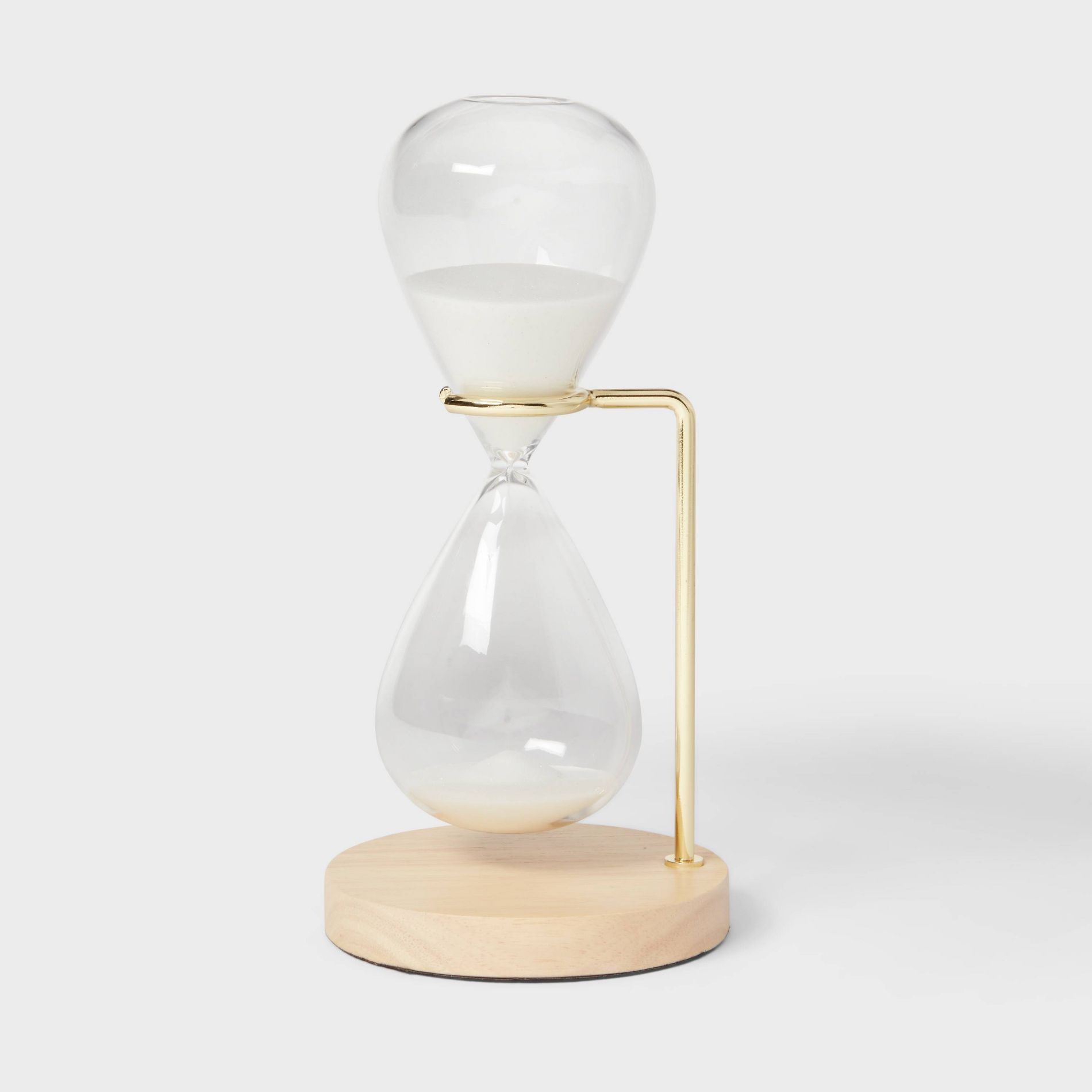 Decorative Hourglass with Rubber Wood Stand Natural Wood - Threshold™: Indoor Sand Timer Decorative Object