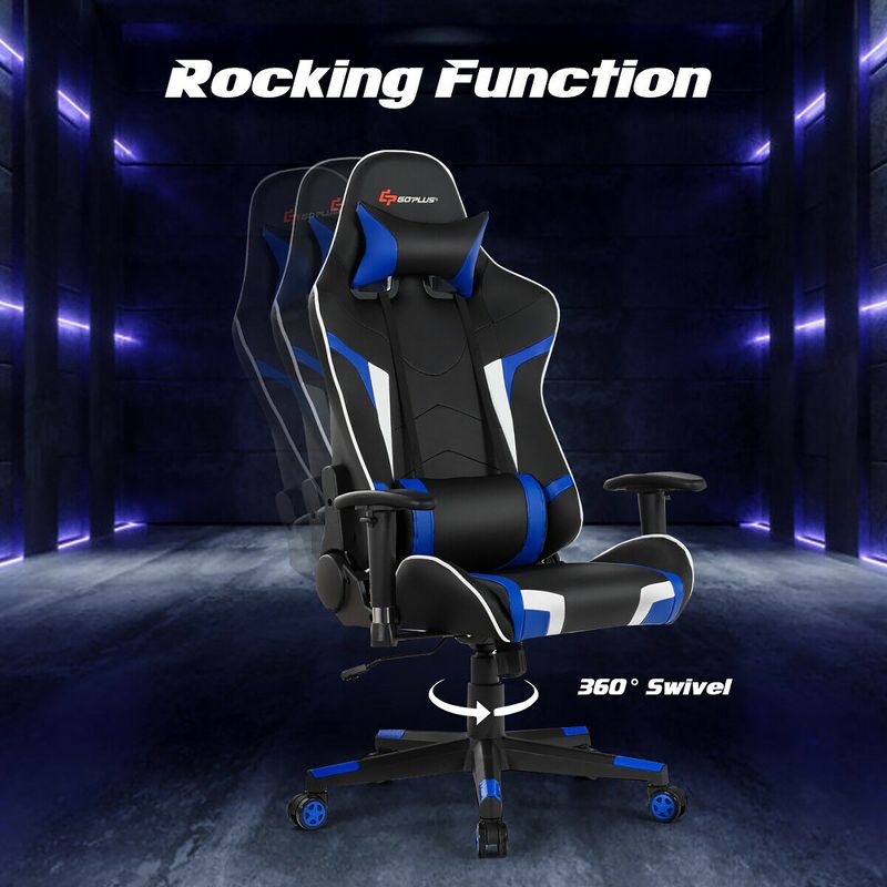 Costway Massage Gaming Chair Reclining Swivel Racing Office Chair w/Lumbar Support, 4 of 14