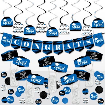 Big Dot of Happiness Blue Grad - Best is Yet to Come - Royal Blue Graduation Party Supplies Decoration Kit - Decor Galore Party Pack - 51 Pieces