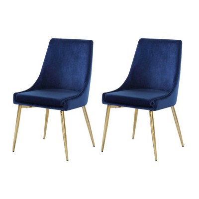 Meridian Furniture Karina Collection Modern Contemporary Velvet Table Height Chairs for Kitchens & Dining Rooms w/ Gold Metal Frames (Set of 2)