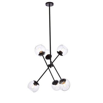 Elegant Lighting Axl 24 inch pendant in black with clear shade