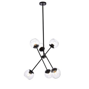 Elegant Lighting Axl 24 inch pendant in black with clear shade - 1 of 4