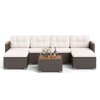 Costway 7 PCS Wicker Conversation Set with Seat & Back Cushions Wood Armrests & Tabletop - 2 of 4