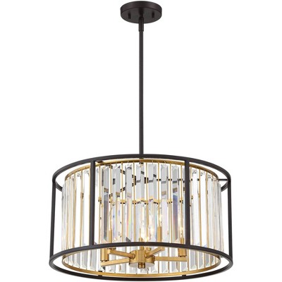 Bronze and Gold Crystal Drum Pendant Chandelier Light