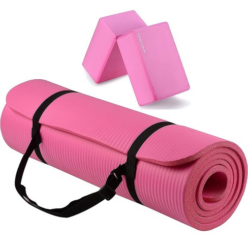 Balancefrom 1 2 inch Exercise Yoga Mat With Carrying Strap And Yoga Blocks Pink Target