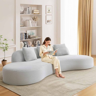 Aukfa 123" Oversized Curved Sectional Sofa - 4-Seater Cloud Couch with Corduroy Fabric, Modern Design for Living Room