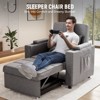 COMHOMA 3 in 1 Futon Bed Chair with Cup Holders, Side Pocket Sofa Bed Couch Storage, Gray - 3 of 4