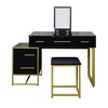 CAVINAS Makeup Organizer Black Vanity Desk Large Storage Dressing Table with Mirror Modern for Bedroom - 4 of 4