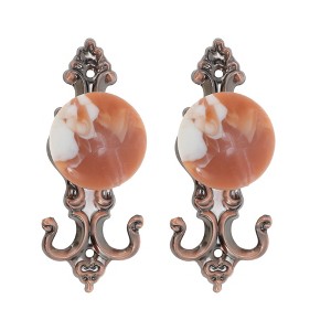 Unique Bargains Curtain Holdbacks Jade-inspired Hooks Iron Plastic 6.30"x2.24" 1 Pair - 1 of 4