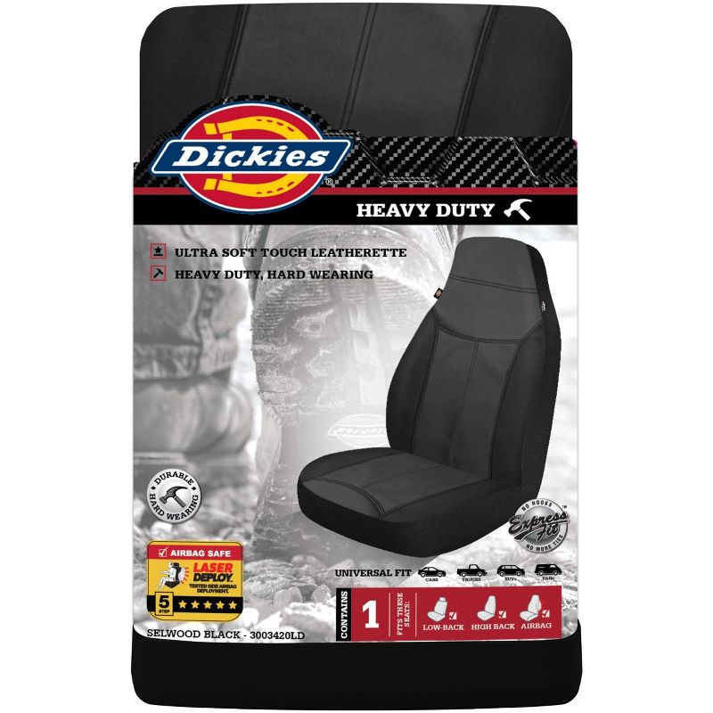 Dickies Single Selwood Leatherette Seatcover Automotive Interior Covers and Pads Black, 3 of 5