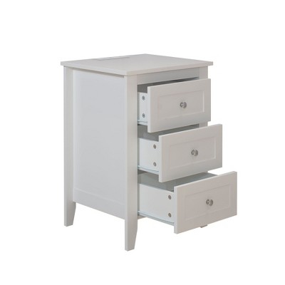 NicBex Mid-Century Nightstand Bedside End Table with Charging Station for Bedroom & Living Room