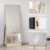 VYNXARIA 57"x20"/64"x25" Arched/Right Angle Full Length Mirror - Gold/Black Aluminum Frame, Freestanding. - 3 of 4