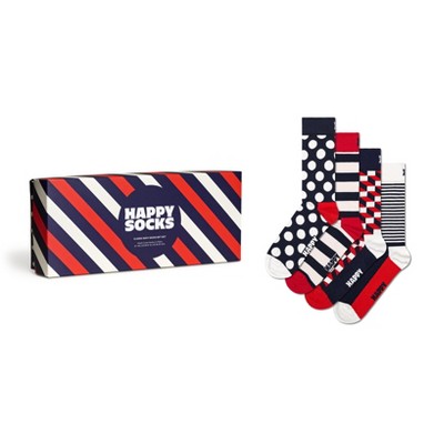 Happy Socks Adult Men and Women Crew Classics Socks in sustainable materials - 4pk in different size and colors