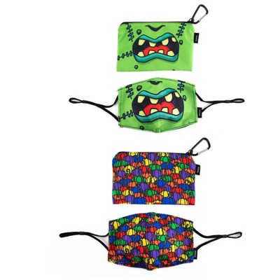 Ed Heck Halloween 4-Piece Adult Face Mask & Travel Pouch Set