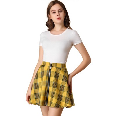 Plaid skater shop skirt yellow