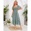 Women's Maternity Dress Casual Summer Square Neck Smocked Maxi Dress Short Sleeve for Baby Shower Photoshoot - 3 of 4