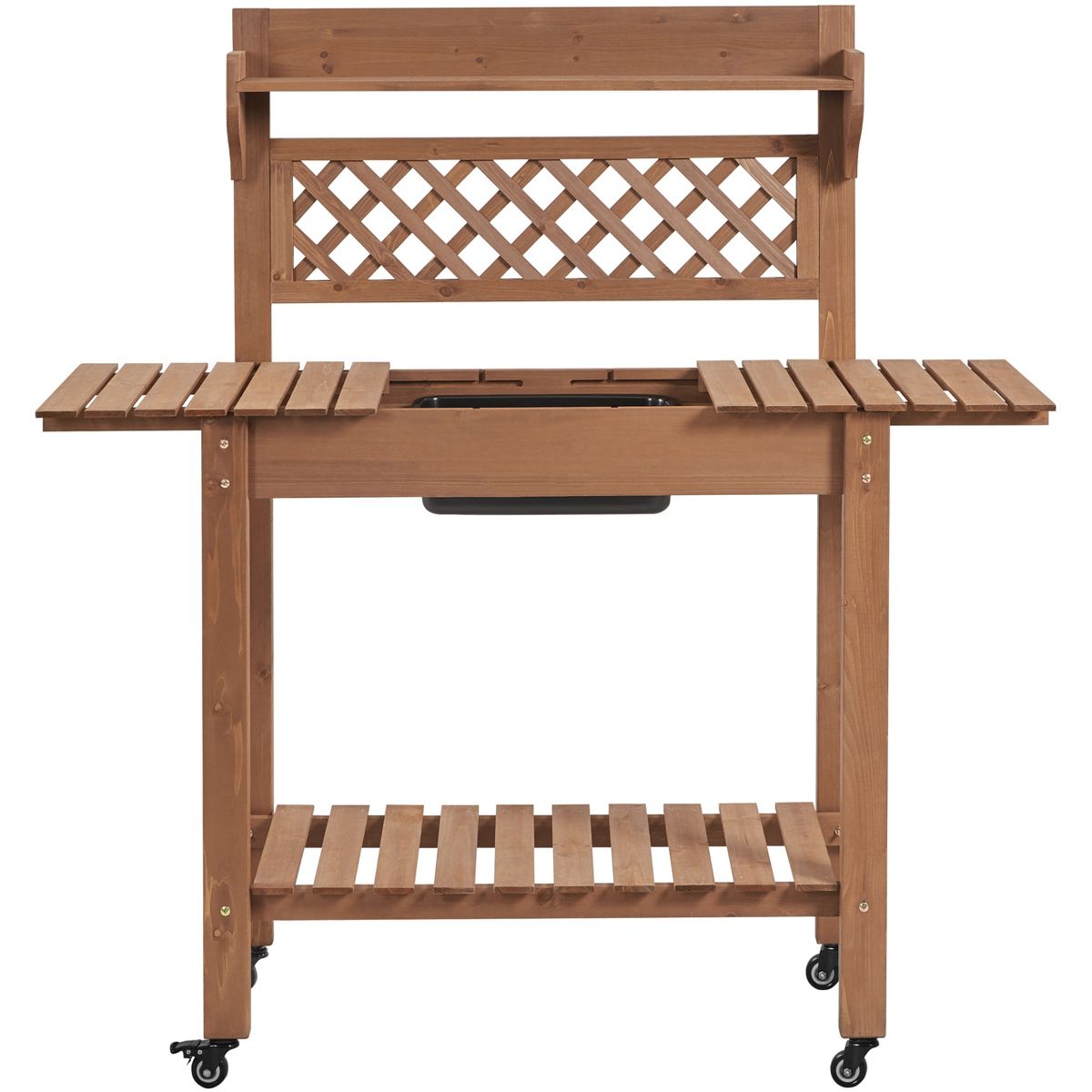 Yaheetech Outdoor Garden Potting Bench Wooden Work Station, Brown