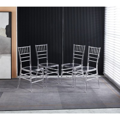 Plastic Welding Chair, Dining Chair, Set of 4 - Transparent
