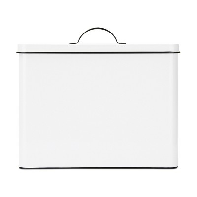 White Metal Farmhouse Dog Food Storage Bin with Airtight Lid