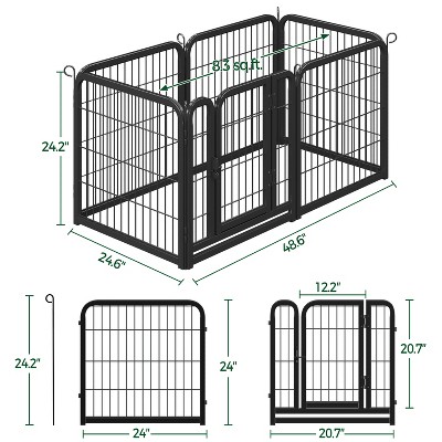 Black Metal 6-Panel Pet Playpen for Indoor/Outdoor Use