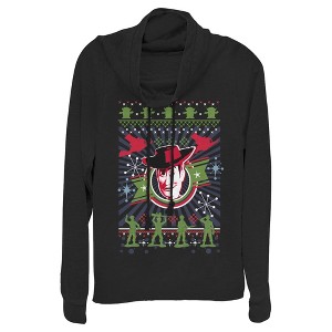 Juniors Womens Toy Story Christmas Woody Pattern Cowl Neck Sweatshirt - 1 of 3