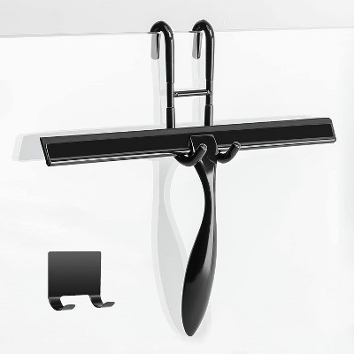 12-Inch Shower Squeegee Set, Includes Shower Door Hook and Adhesive Hook for Mirrors, Windows, and Glass Doors