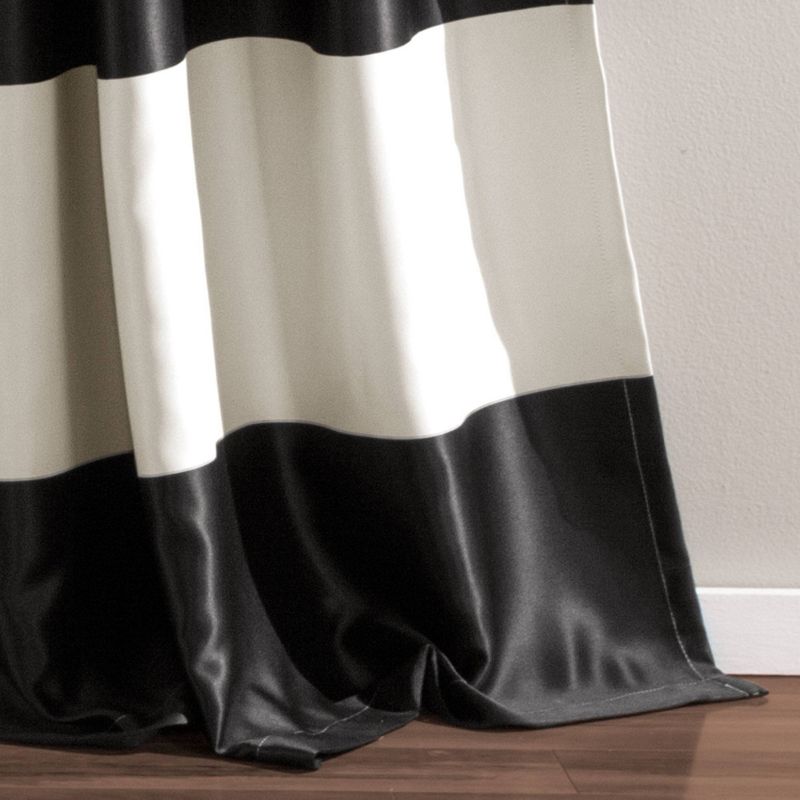 2pk 52&#34;x84&#34; Light Filtering Montego Striped Curtain Panels Off White/Black - Lush D&#233;cor, 5 of 8