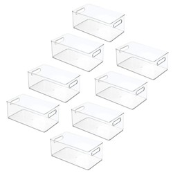 Mdesign Plastic Stackable Kitchen Storage Container Bin With Lid, 2 ...