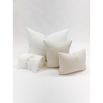White Cotton Waffle Down Alternative Euro Pillow
