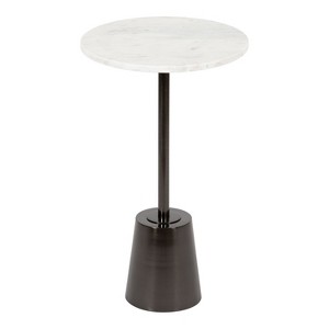 Kate and Laurel Tira Round Metal Side Table, 14x14x24, Pewter and White - 1 of 4