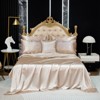 Jacquard Comforter Set with Satin Sheet Set – Luxury Bed in a Bag, Royal Embroidered Floral Design, Soft Silky with Cushion Cover - 3 of 4