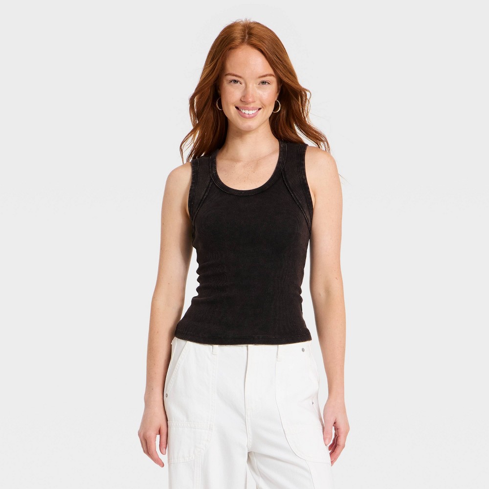 Women's Raw Edge Tank Top - Universal Thread™ Black XS