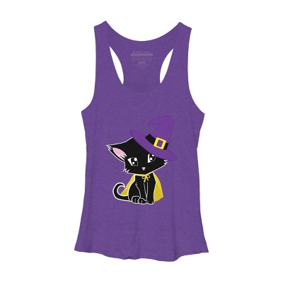 Women's Design By Humans Halloween Cat By AdrianaOliveira Racerback Tank Top