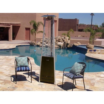 Hammered Bronze Tall Glass Tube Propane Patio Heater with Safety Shut Off