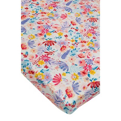 Loulou Lollipop Muslin Fitted Crib Sheet - Light Field Flowers