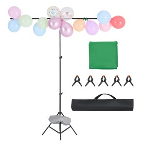 VEVOR Backdrop Stand, 5 x 6.5 ft Adjustable Photo Backdrop Stand Kit, Portable Background Backdrop Stand with 3 Crossbars, Black - 1 of 4