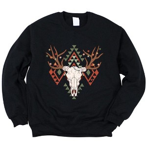 Simply Sage Market Women's Graphic Sweatshirt Christmas Bull - 1 of 4