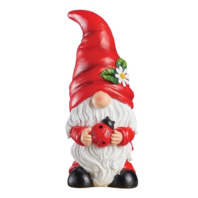 Collections Etc Hand-Painted Gnome with Ladybug Decoration NO SIZE