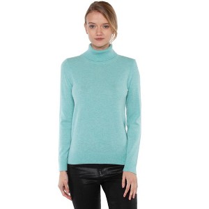 JENNIE LIU Women's 100% Pure Cashmere Long Sleeve Turtleneck Pullover Sweater - 1 of 3