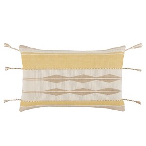 13"x21" Indoor & Outdoor Mahalia Lumbar Pillow Cover with Tassels - Jaipur Living: Woven Cotton, Zippered - 1 of 4