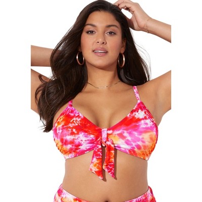 Swimsuits for All Women's Mentor Tie Front Bikini Top (Plus Sizes Available)