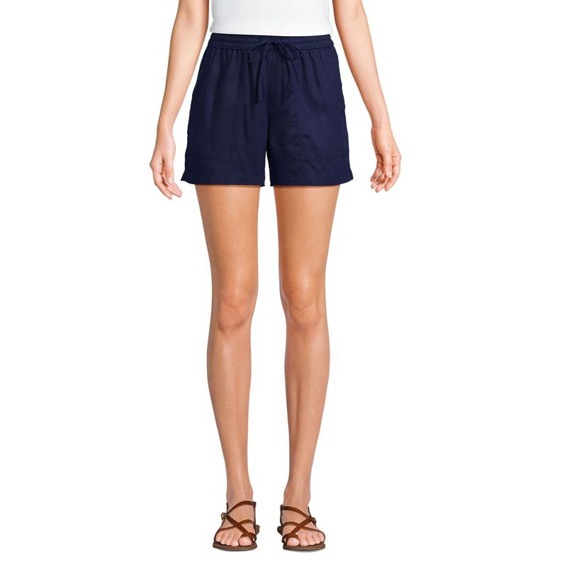 Lands' End Women's High Rise Pull On Drawstring 5" TENCEL Shorts, 1 of 4